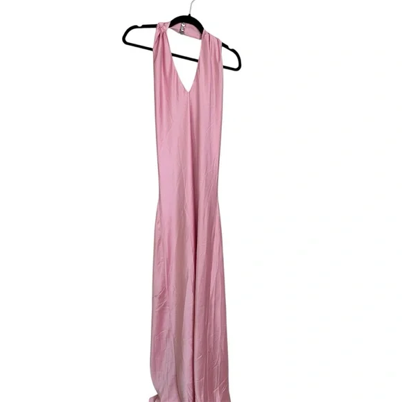 Show me your MuMu Women’s Pink Jasmine Halter V-Neck Maxi Dress Sz M NWOT - Picture 1 of 8